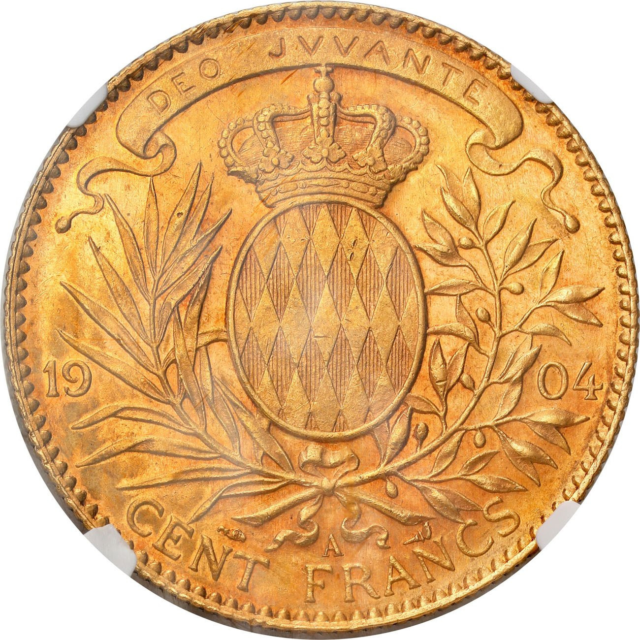 Monako. 100 franków 1904 NGC AU58